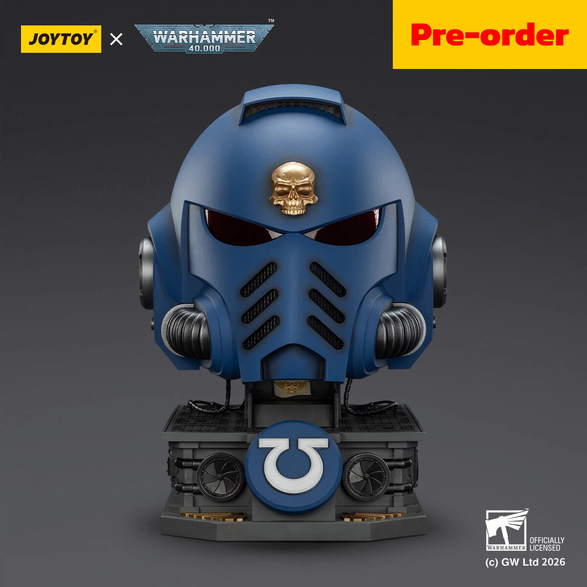 Ultramarines Captain MkX Helmet & Display Stand