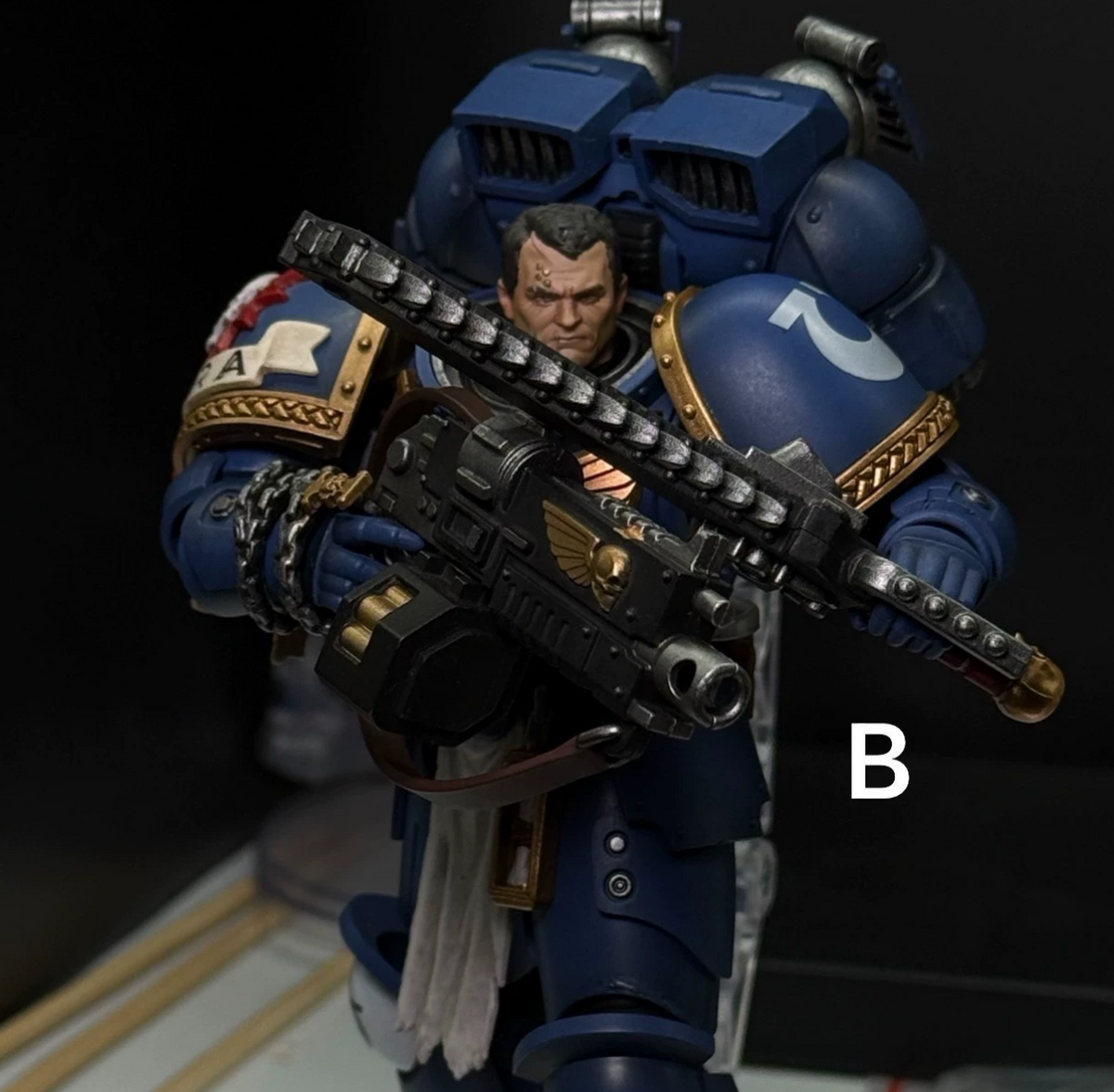 TD-JT-198 Warhammer 40K Space Wolves Elder Wolf Judiciar Clean and Bloodied Custom Head Sculpt view 3