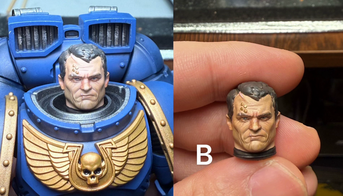 TD-JT-198 Warhammer 40K Space Wolves Elder Wolf Judiciar Clean and Bloodied Custom Head Sculpt view 4