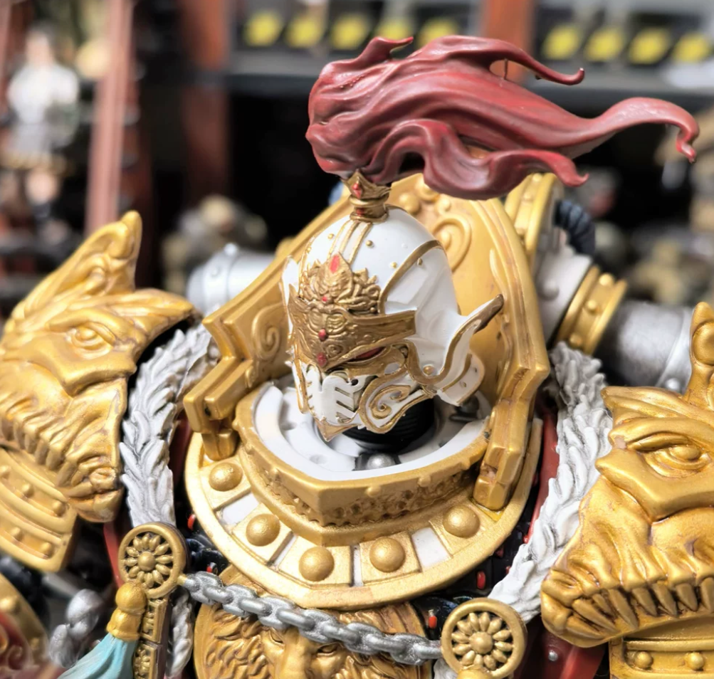 TD-JT-030 暗源战锤 118白疤原体可汗察合台武将改装头盔 3.75可动兵人头雕 view 3