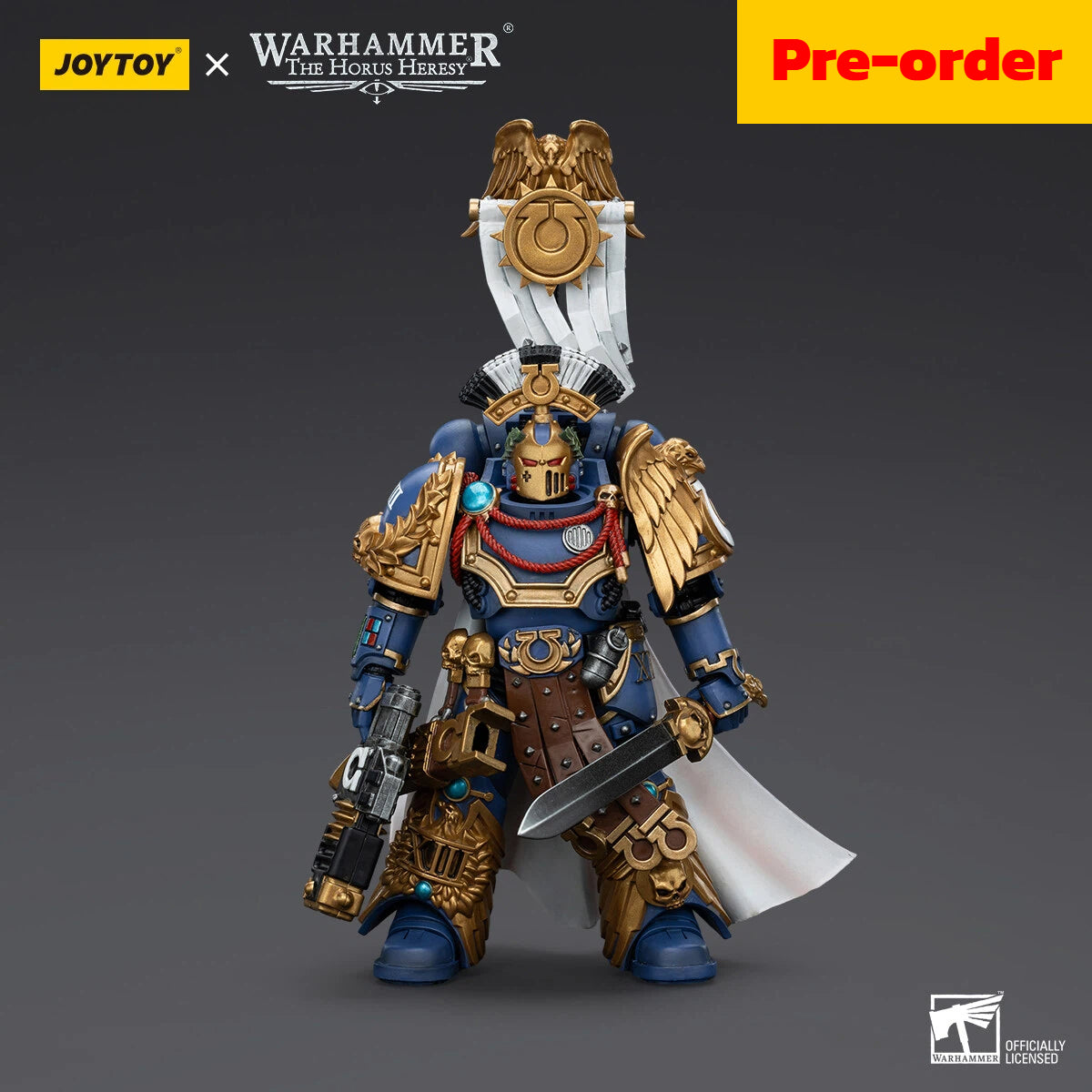 JOYTOY Warhammer The Horus Heresy Scale：1/18 Ultramarines Legion Praetor with Power Sword and Volkite Serpenta