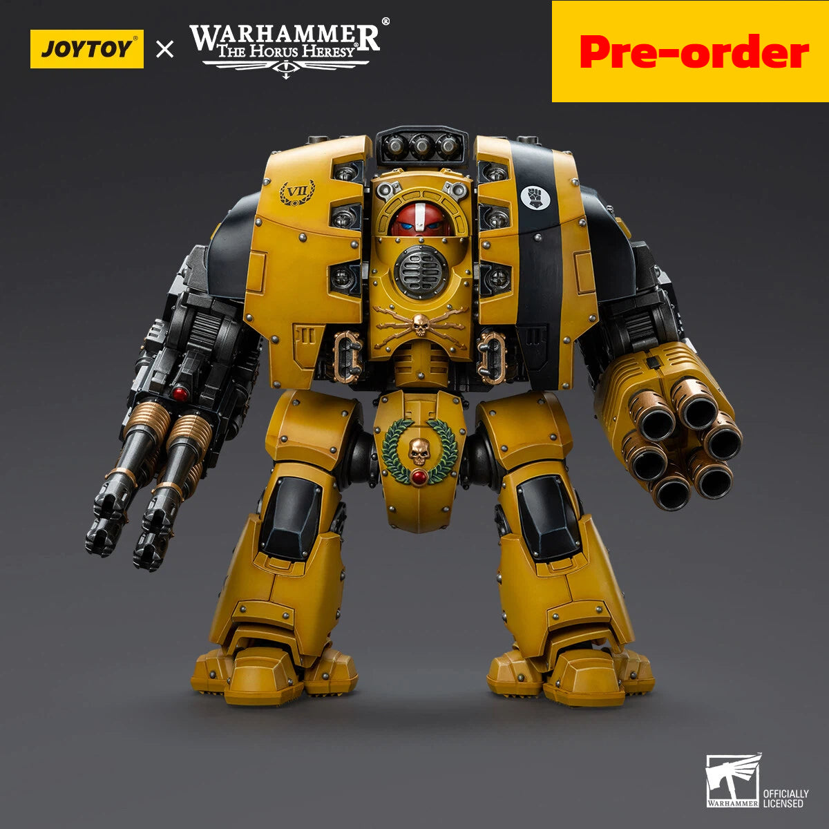 JOYTOY Warhammer The Horus Heresy Scale：1/18 Imperial Fists Leviathan Dreadnought with Cyclonic Melta Lance and Storm Cannon