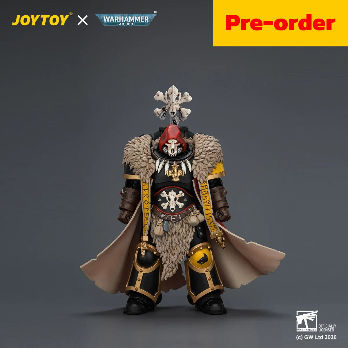 JOYTOY  Warhammer 40,000  Scale：1/18  "Space Wolves Wolf Priest with Absolvor Bolt Pistol and Crozius"