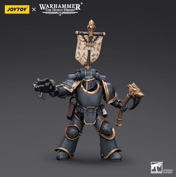 JOYTOY  Warhammer The Horus Heresy  Scale：1/18  Space Wolves Grey Slayer Pack Grey Slayer With Legion Vexilla