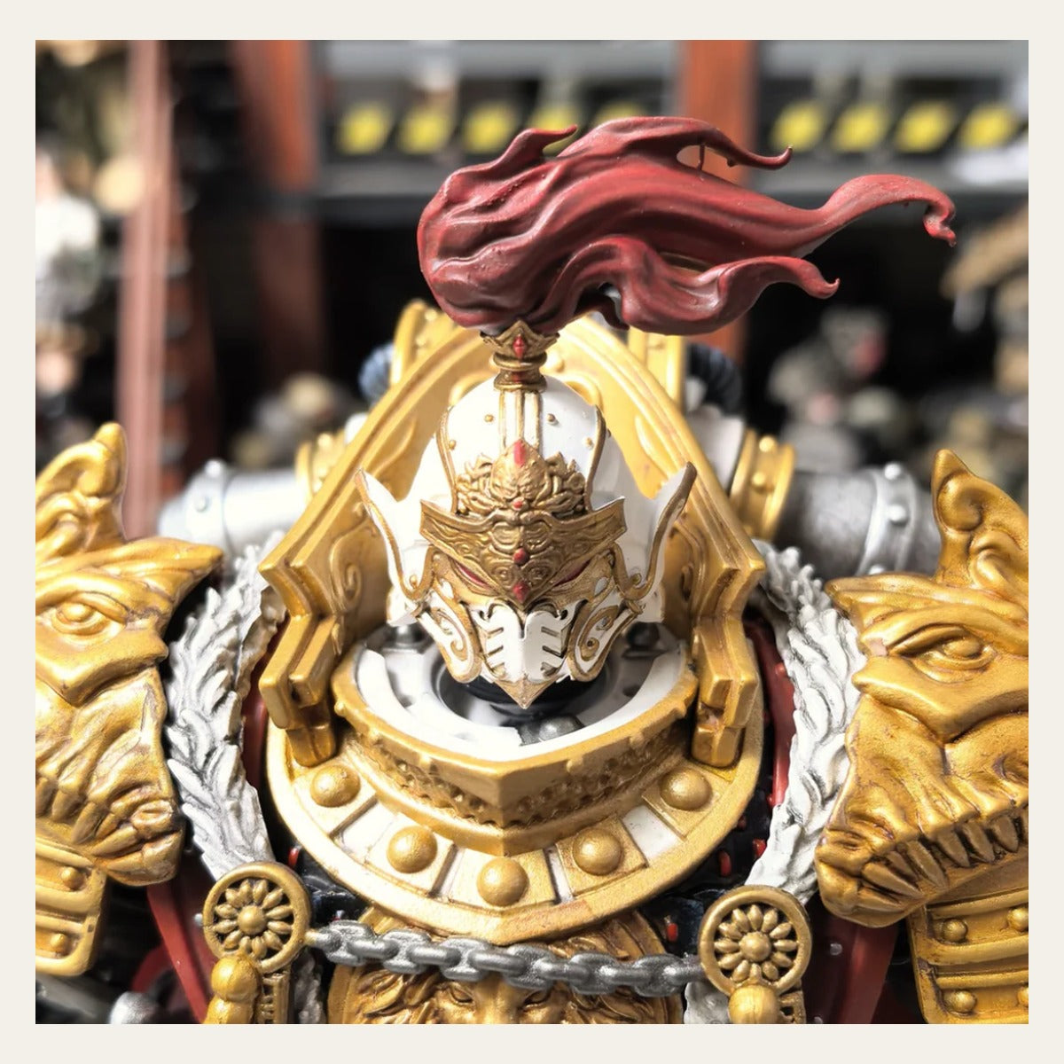 TD-JT-030 暗源战锤 118白疤原体可汗察合台武将改装头盔 3.75可动兵人头雕 front view