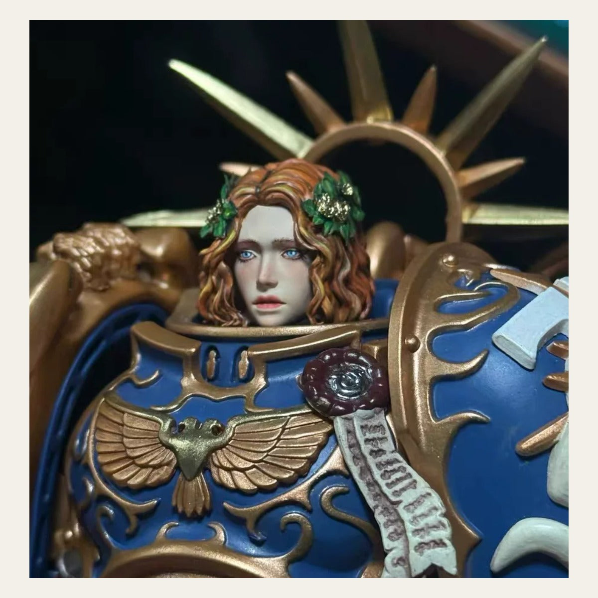 TD-JT-186 Warhammer 40K 1/18 Blindfolded Sister of Battle Custom Head Sculpt front view