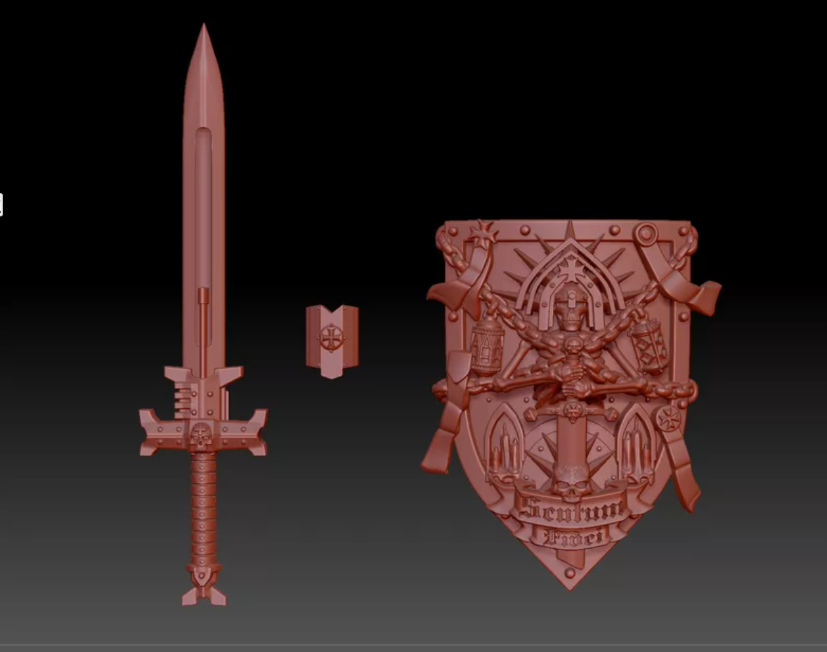 Black Templars-Inspired 1/18 Sword and Shield Accessories detail 2